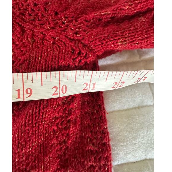 Vintage EASY SPIRIT Sweater Womens Large Red Chunky Knit Cardigan Retro 90s - Picture 8 of 11
